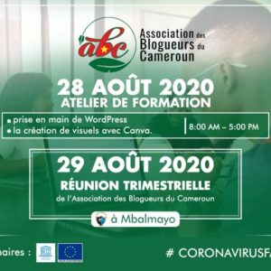 L’Association des blogueurs du Cameroun organise le Vendredi 28 Août 2020 à Mbalmayo un atelier de formation sur la prise en main de Wordpress et la création de visuels avec Canva.