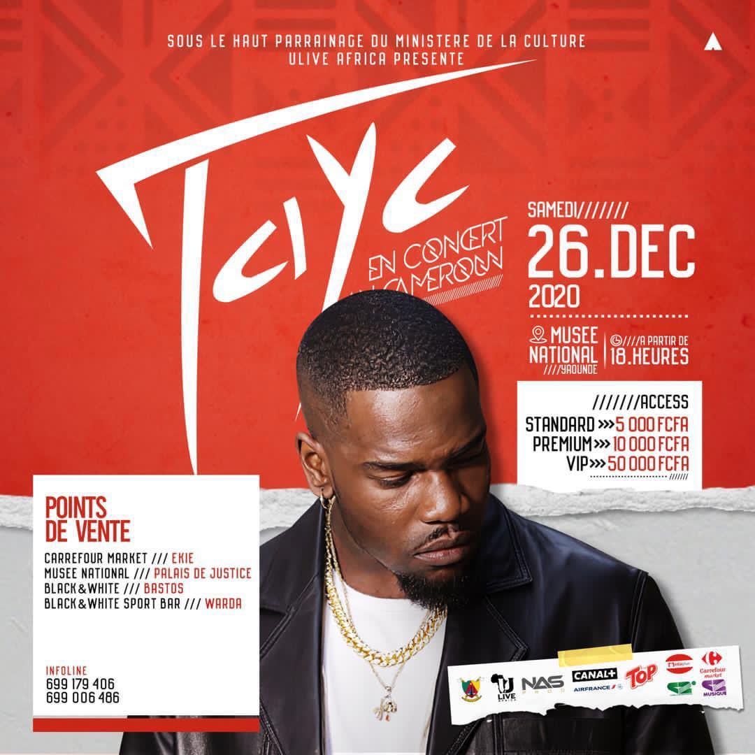 Tayc en Concert au Cameroun à Yaoundé le 26 décembre 2020